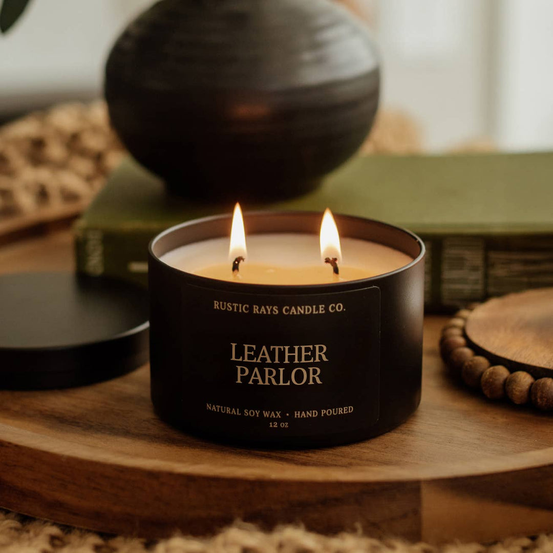 Leather Parlor 12 oz Soy Candle - Home Decor & Gifts