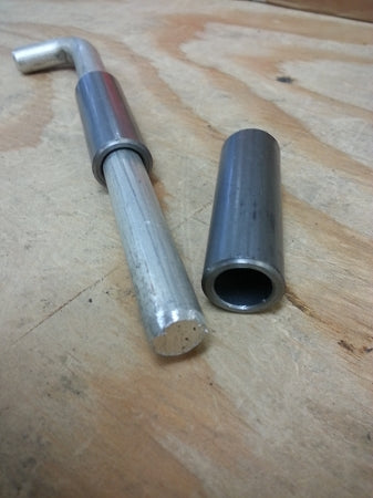 Trailer Divider Pin, 7" Aluminum paired with 2 Steel Bushings, part #HBS12