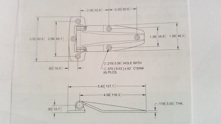Drawing of SH4KSSUS hinge