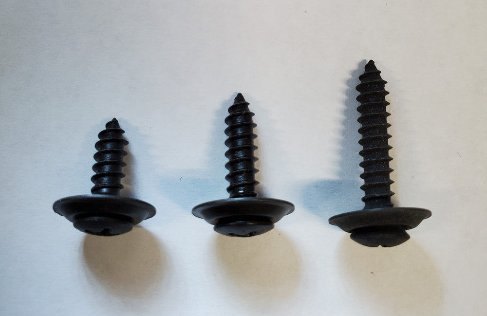 Sheet Metal Screw #10, with Counter-Sunk Washer, Black. 3 Lengths