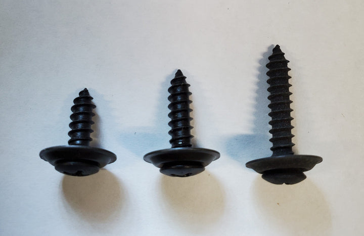 Sheet Metal Screw #10, with Counter-Sunk Washer, Black. 3 Lengths