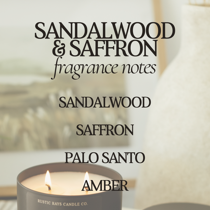 Sandalwood & Saffron 12 oz Soy Candle - Home Decor & Gifts