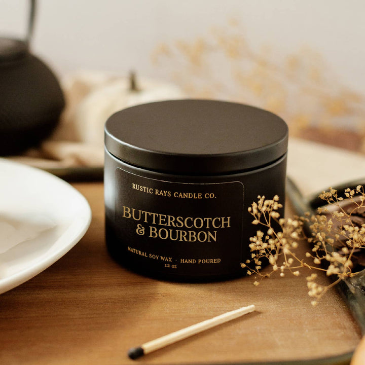 Butterscotch & Bourbon 12 oz Soy Candle - Fall Home Decor