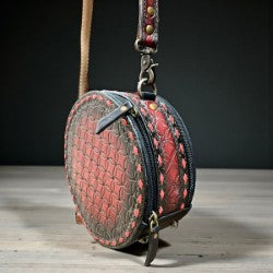 Canteen Purse- Red Tooled Leather w/ Red Buckstitch