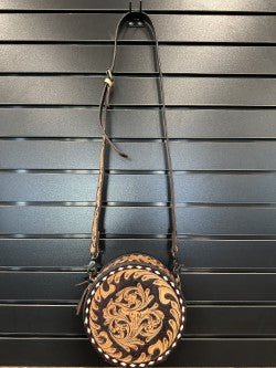 Canteen Purse- All Tooled Leather w/ Steer