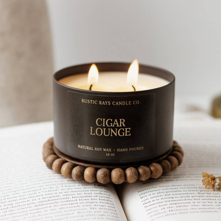 Cigar Lounge 12 oz Soy Candle - Home Decor & Fathers Day