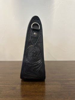 Leather Tooled Cowhide Handbag- Black