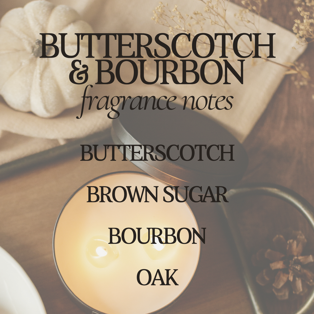 Butterscotch & Bourbon 12 oz Soy Candle - Fall Home Decor