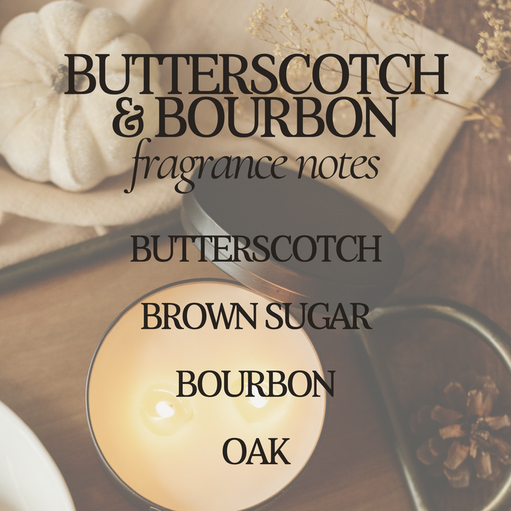 Butterscotch & Bourbon 12 oz Soy Candle - Fall Home Decor
