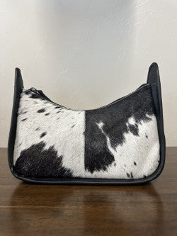 Leather Tooled Cowhide Handbag- Black
