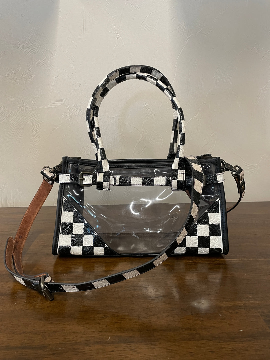 Clear Checkered Stadium Bag