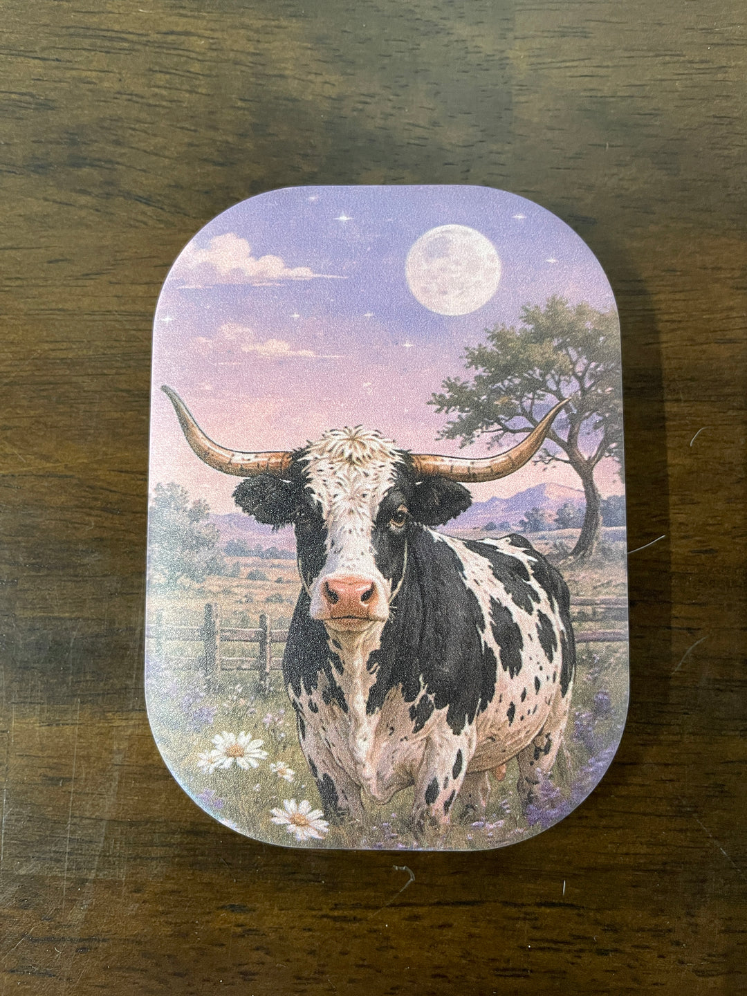 Compact Mirror- Black/White Longhorn