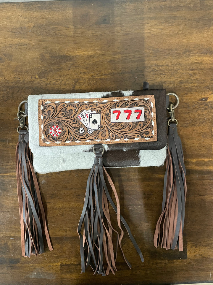Cowhide Crossbody w/ Leather Patch 4 Aces