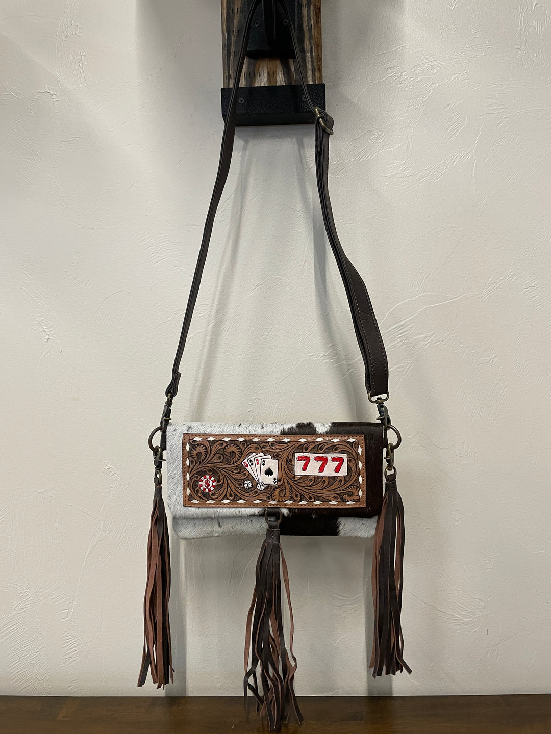 Cowhide Crossbody w/ Leather Patch 4 Aces