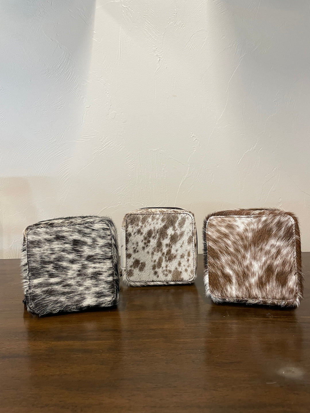 cowhide jewelry box- black and white