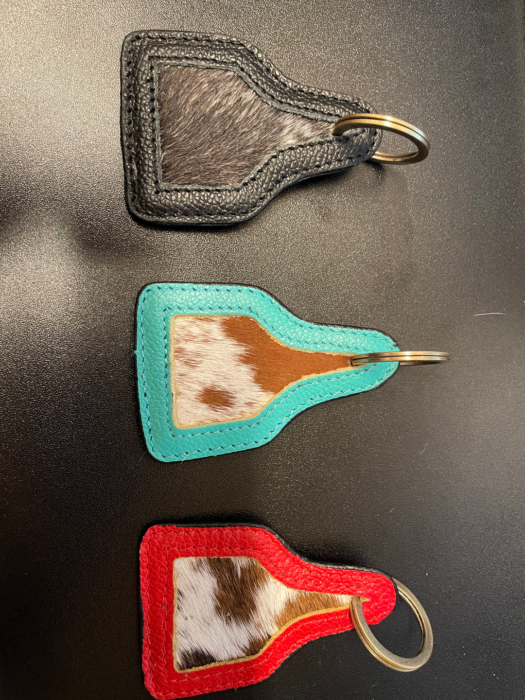 cowhide and leather key chain