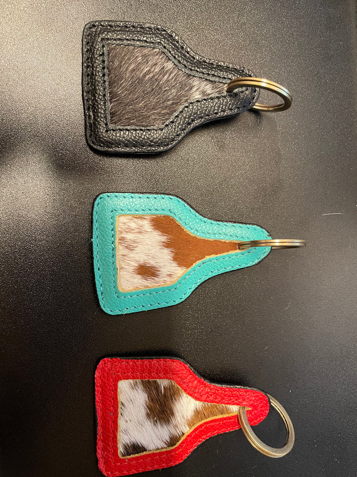 cowhide and leather key chain