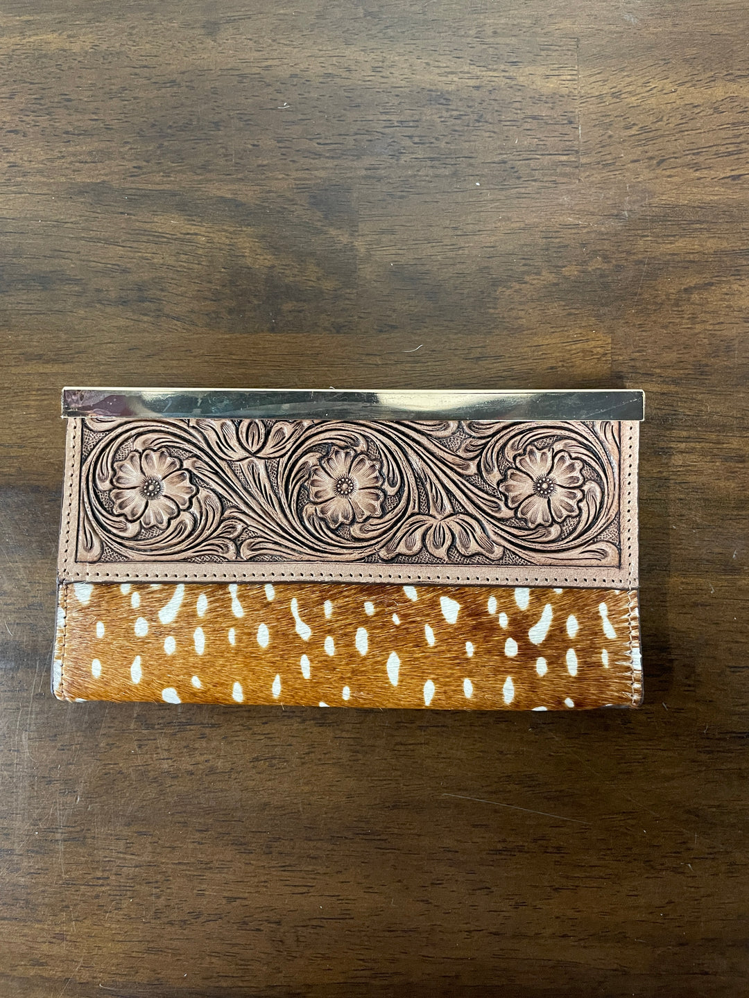 Women's Wallet- Tooled Leather/ Fawn Print