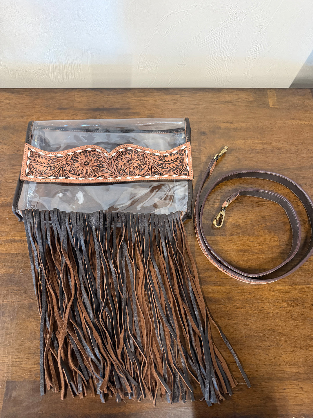 Clear Crossbody Stadium Bag - Chocolate