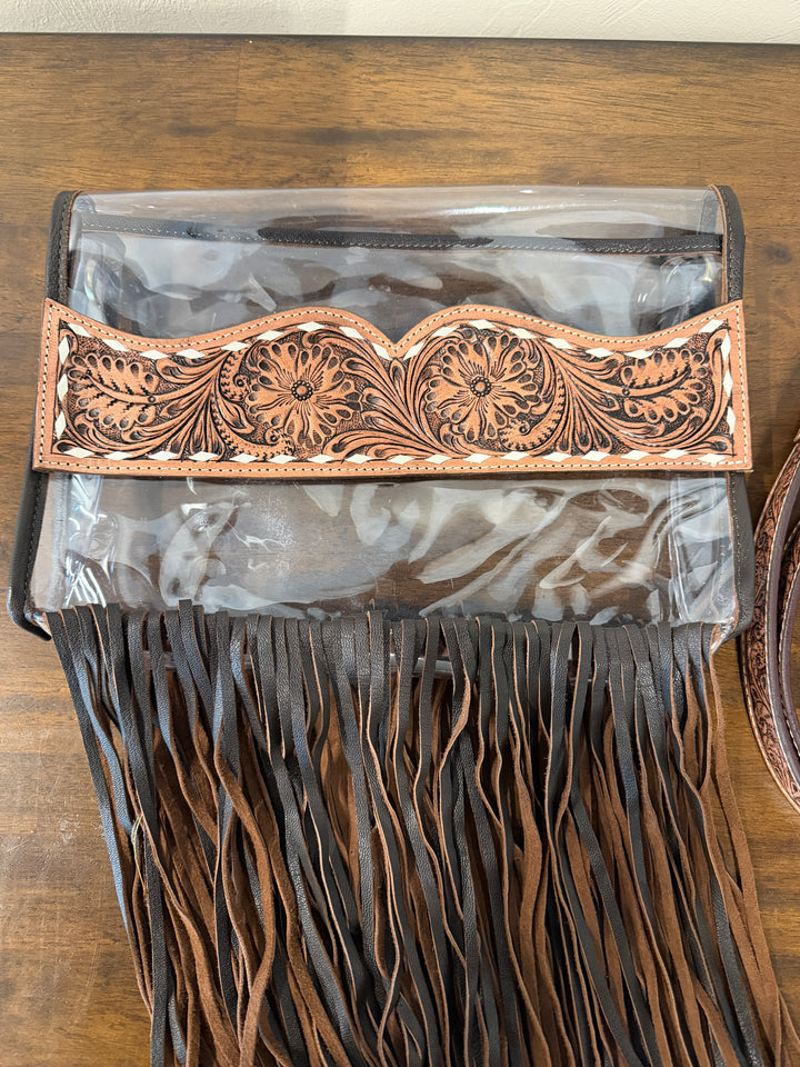 Clear Crossbody Stadium Bag - Chocolate