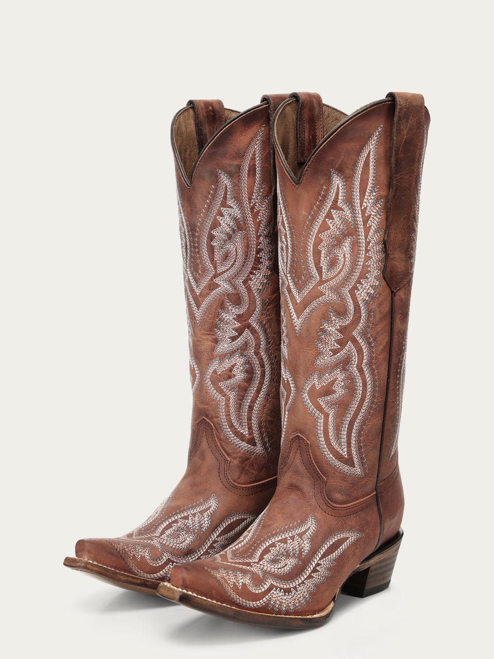 L8072 - Women's Embroidery and Triad Shedron Snip Toe Circle G Cowboy Boot