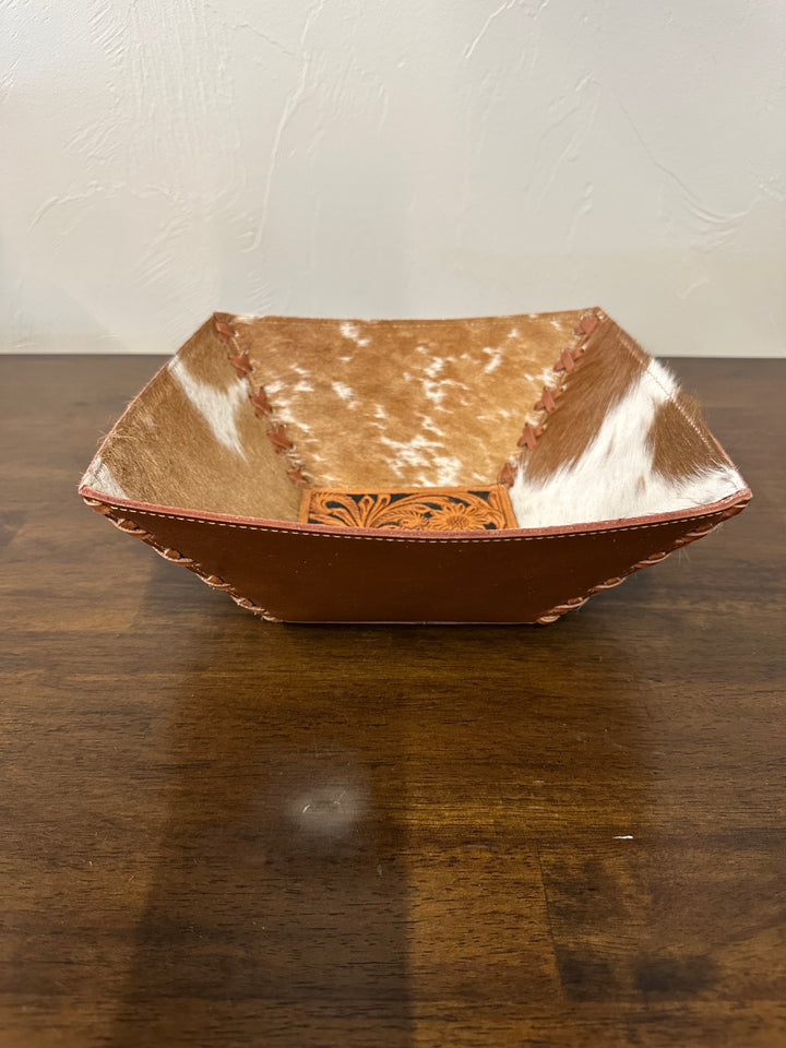 Large Cowhide Bowl- Brown/ Leather