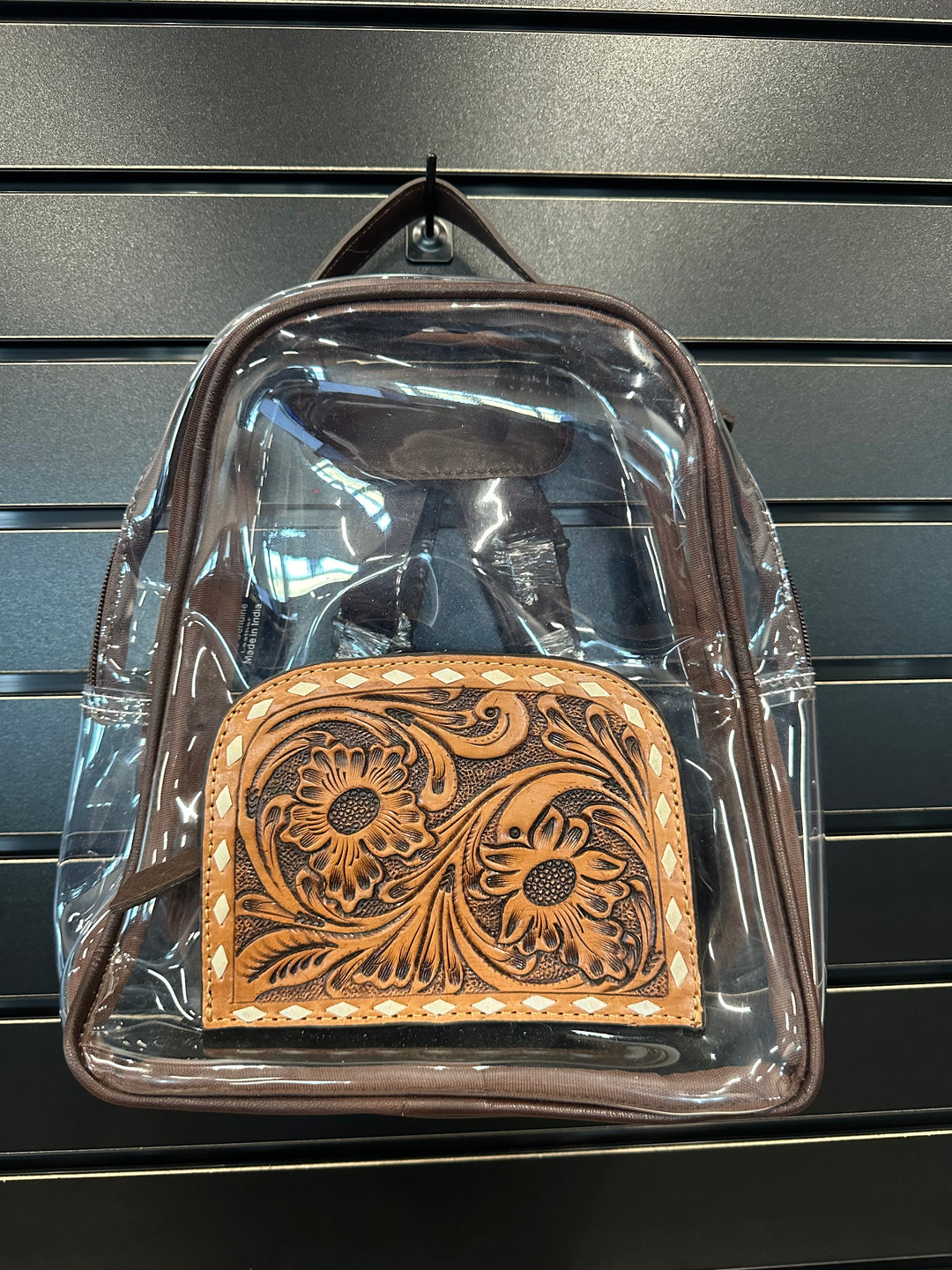 Clear Stadium Backpack w/ Leather Pouch