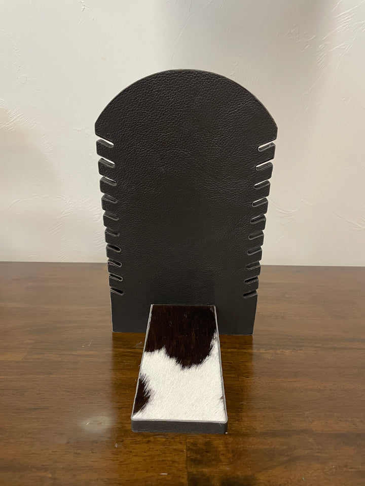 Cowhide Necklace Display- Brown/White