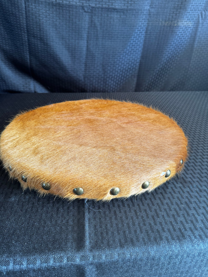 Lazy Susan- Solid Tan Cowhide