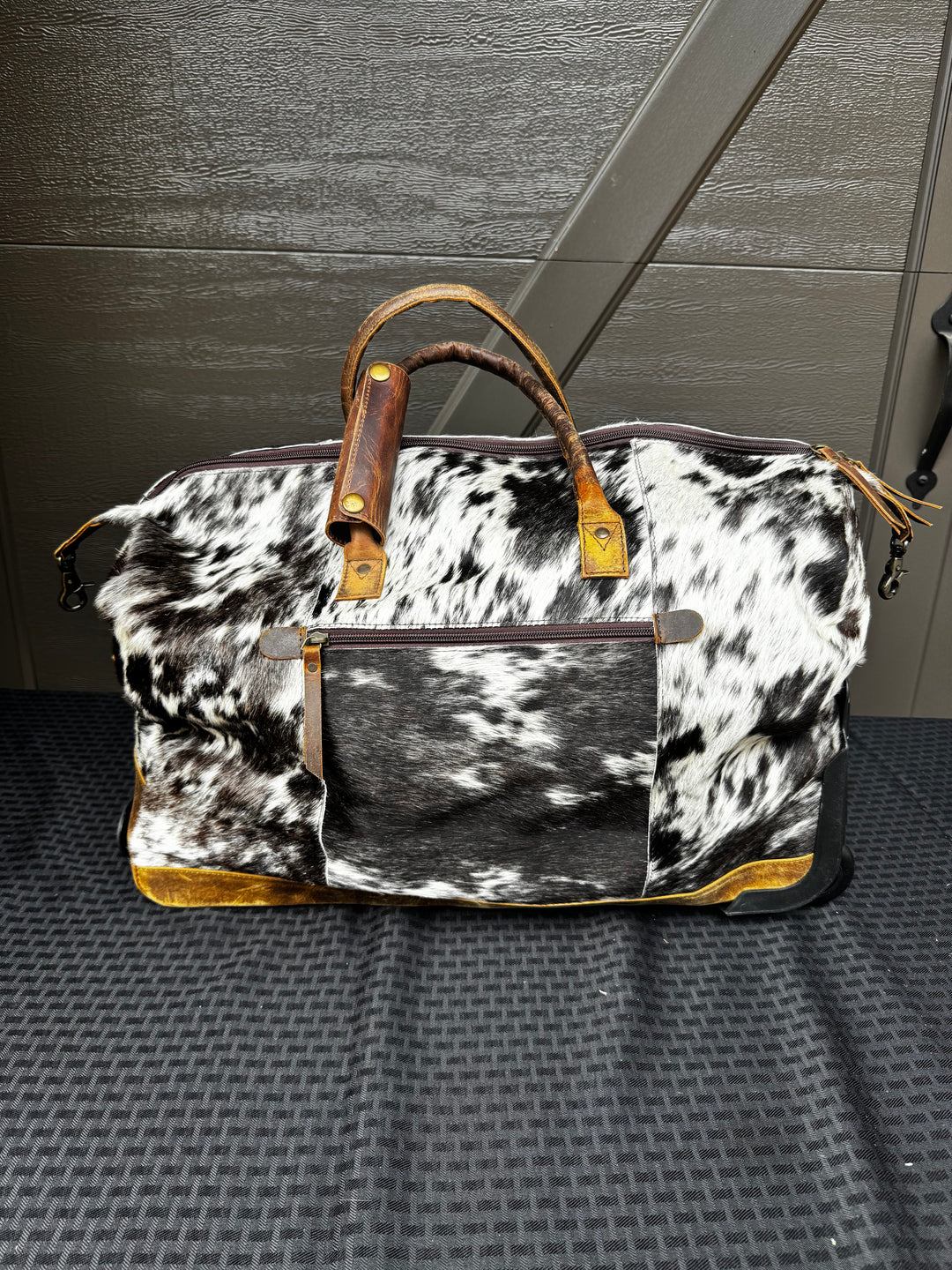 Cowhide Duffle Bag On Wheels