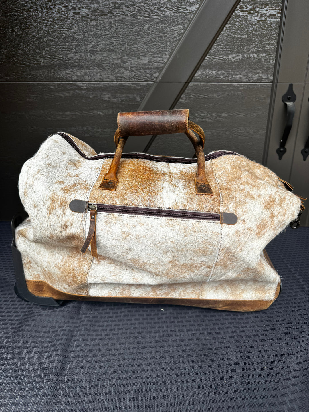 Cowhide Duffle Bag On Wheels