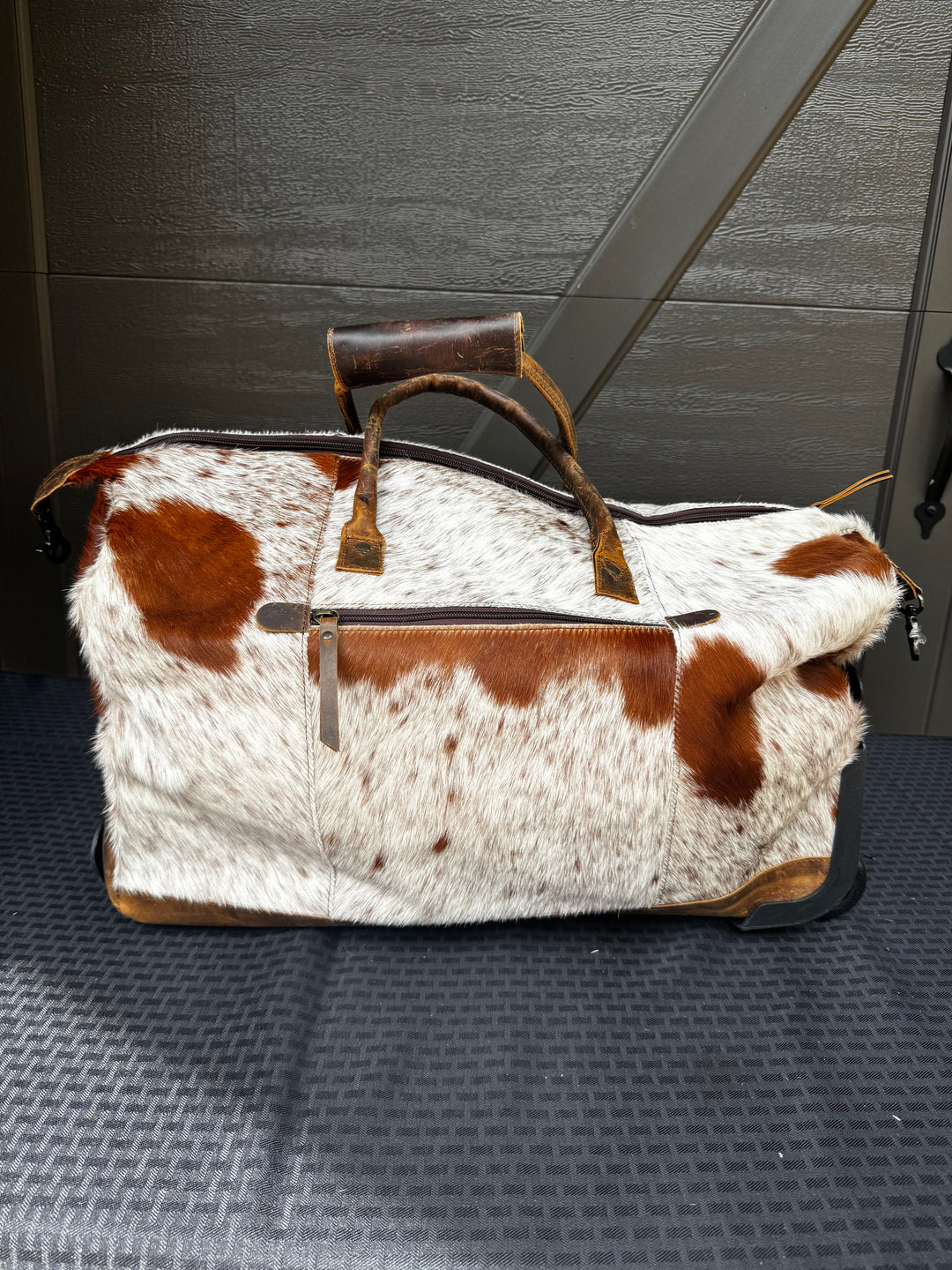 Cowhide Duffle Bag On Wheels