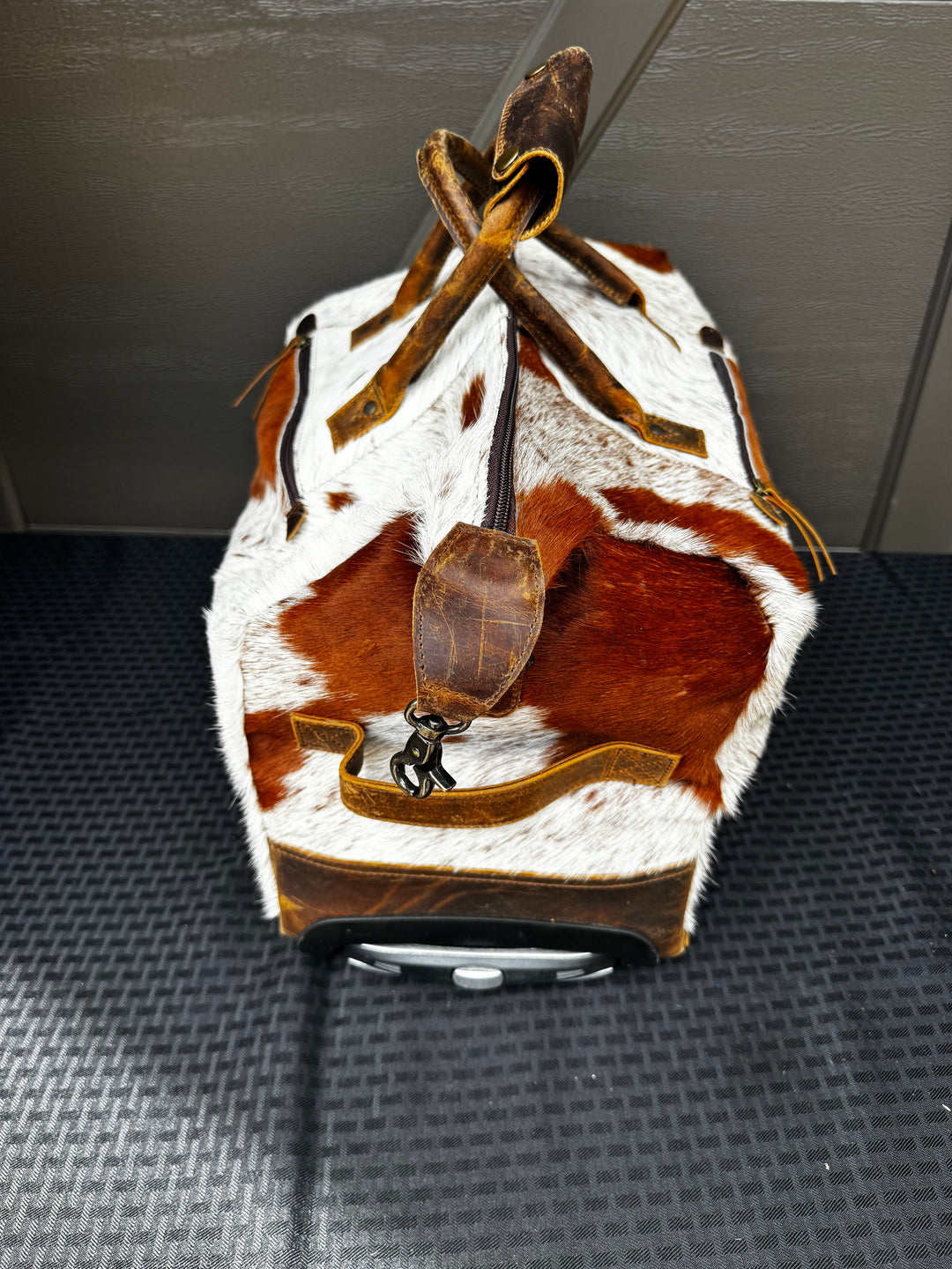 Cowhide Duffle Bag On Wheels