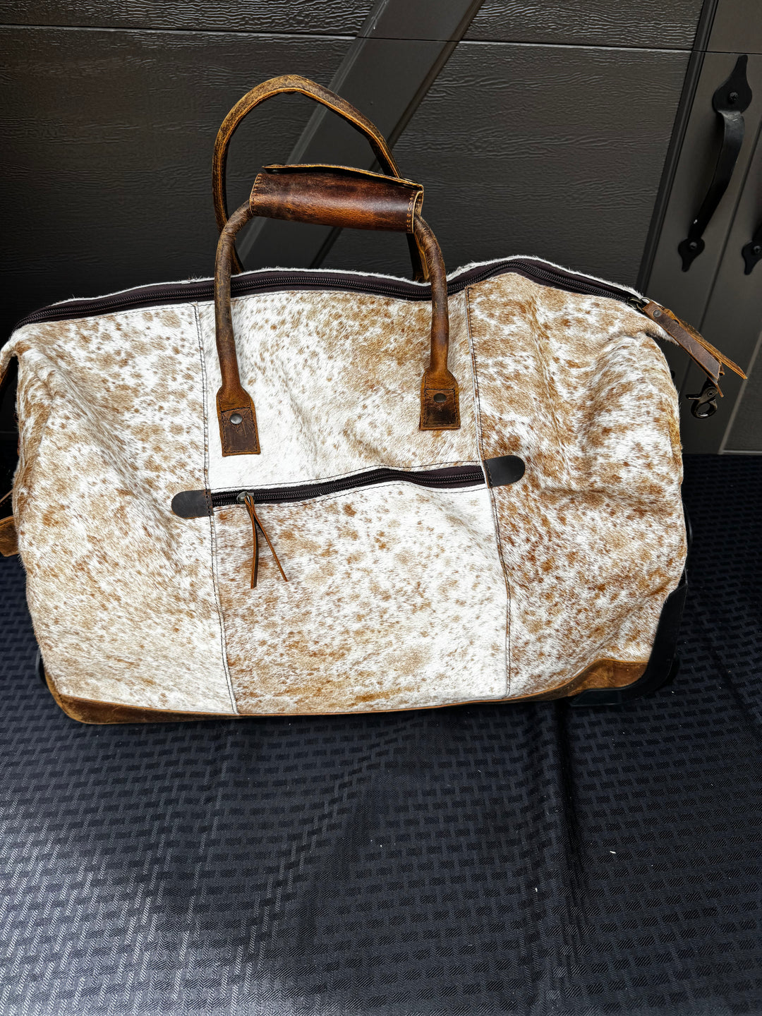 Cowhide Duffle Bag On Wheels