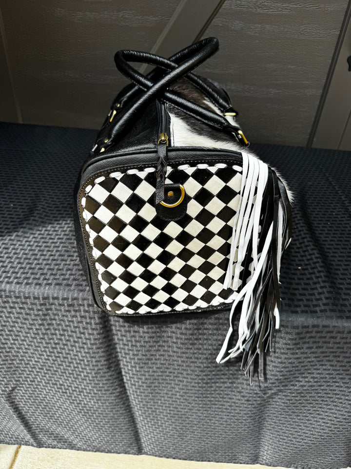 Soft Speedy Cowhide Checkered Duffle