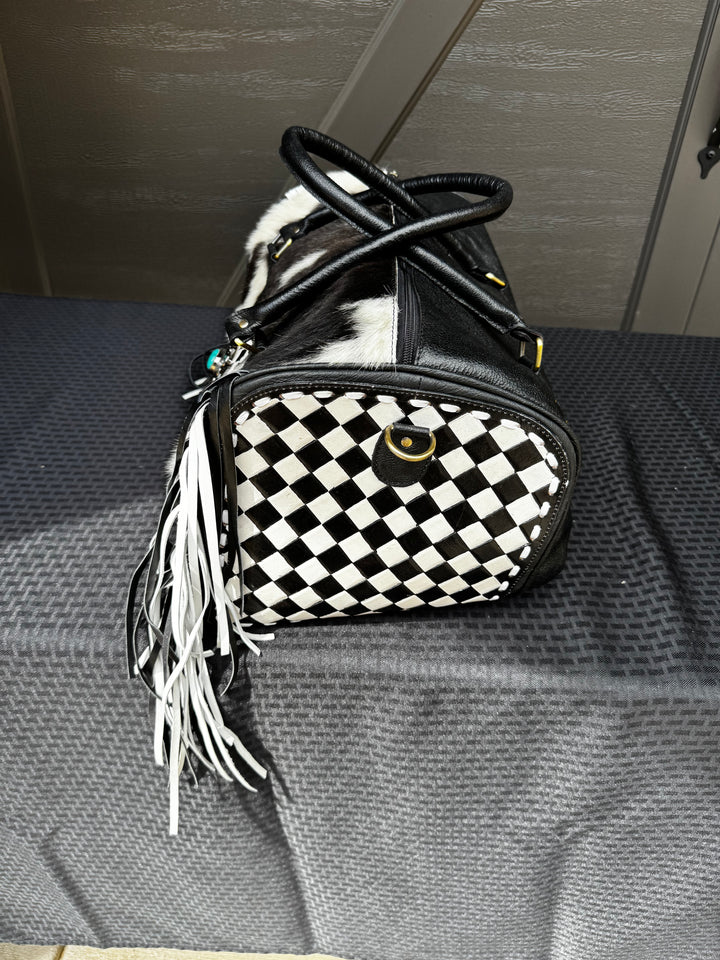 Soft Speedy Cowhide Checkered Duffle