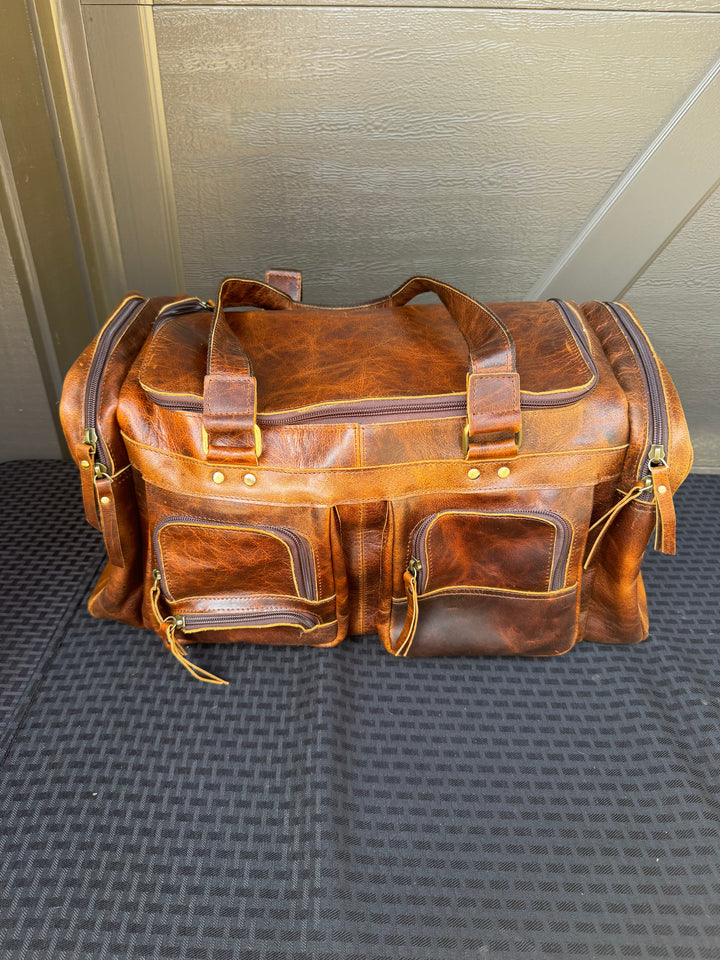 Leather Duffle Bag w/ Pockets