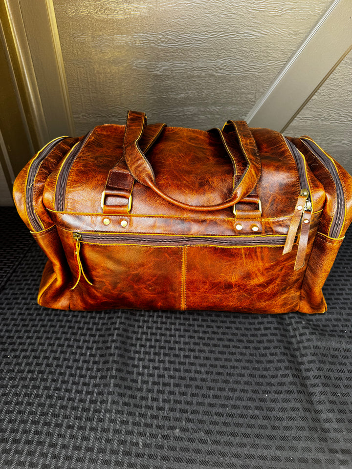 Leather Duffle Bag w/ Pockets