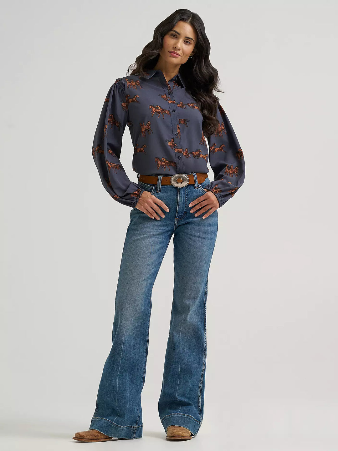 Women's Drapey Sleeve Button Up Blouse