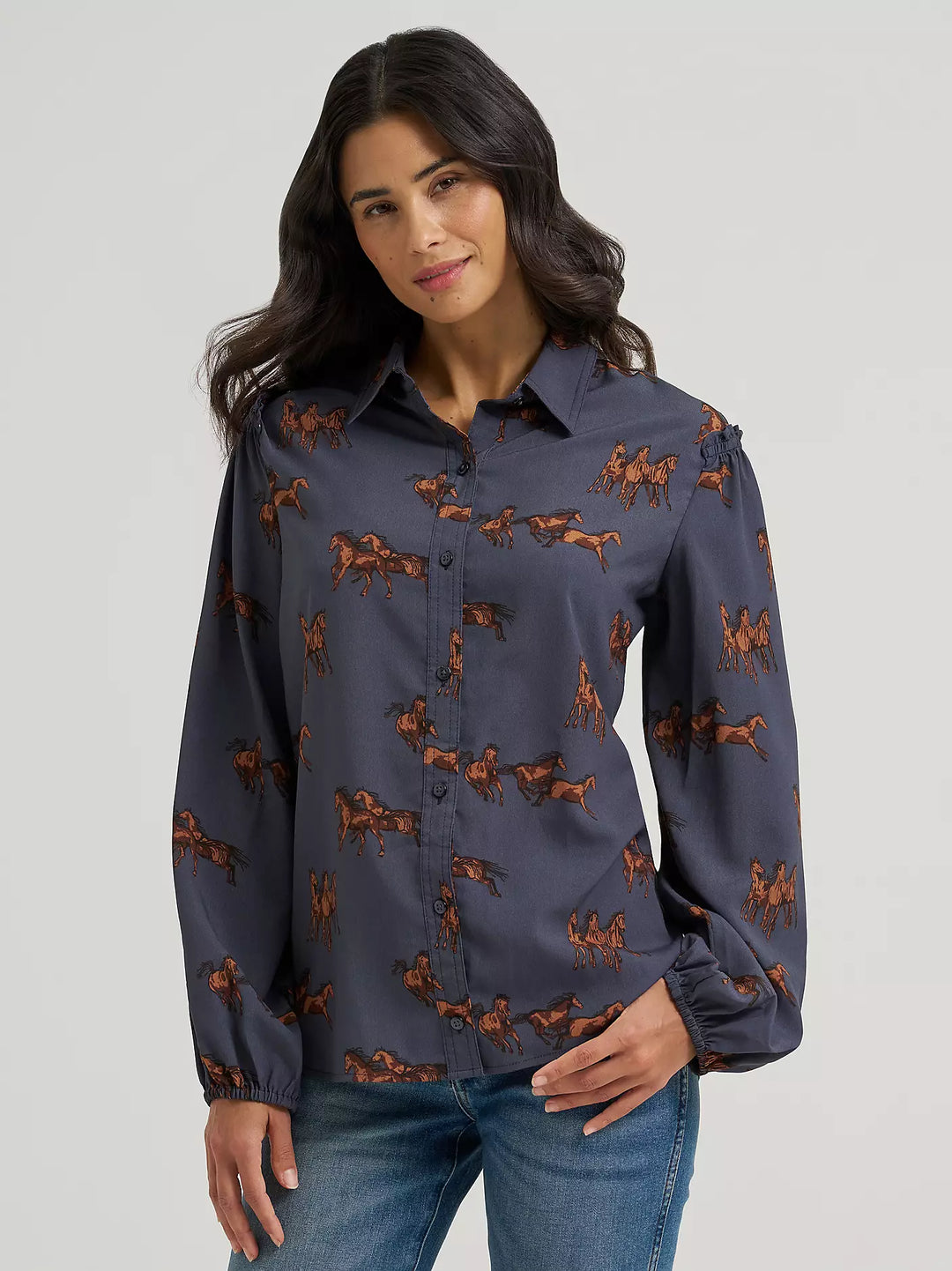 Women's Drapey Sleeve Button Up Blouse