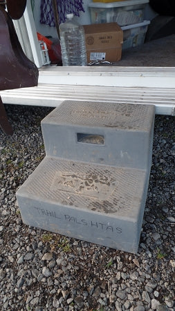 We use this super-sturdy  step every time we trailer! It also serves as an aid to mount a horse.
