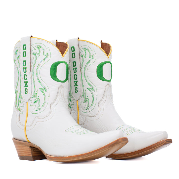 Sarah - Gameday Women's Shorty Ivory Western Boot - Oregon Ducks