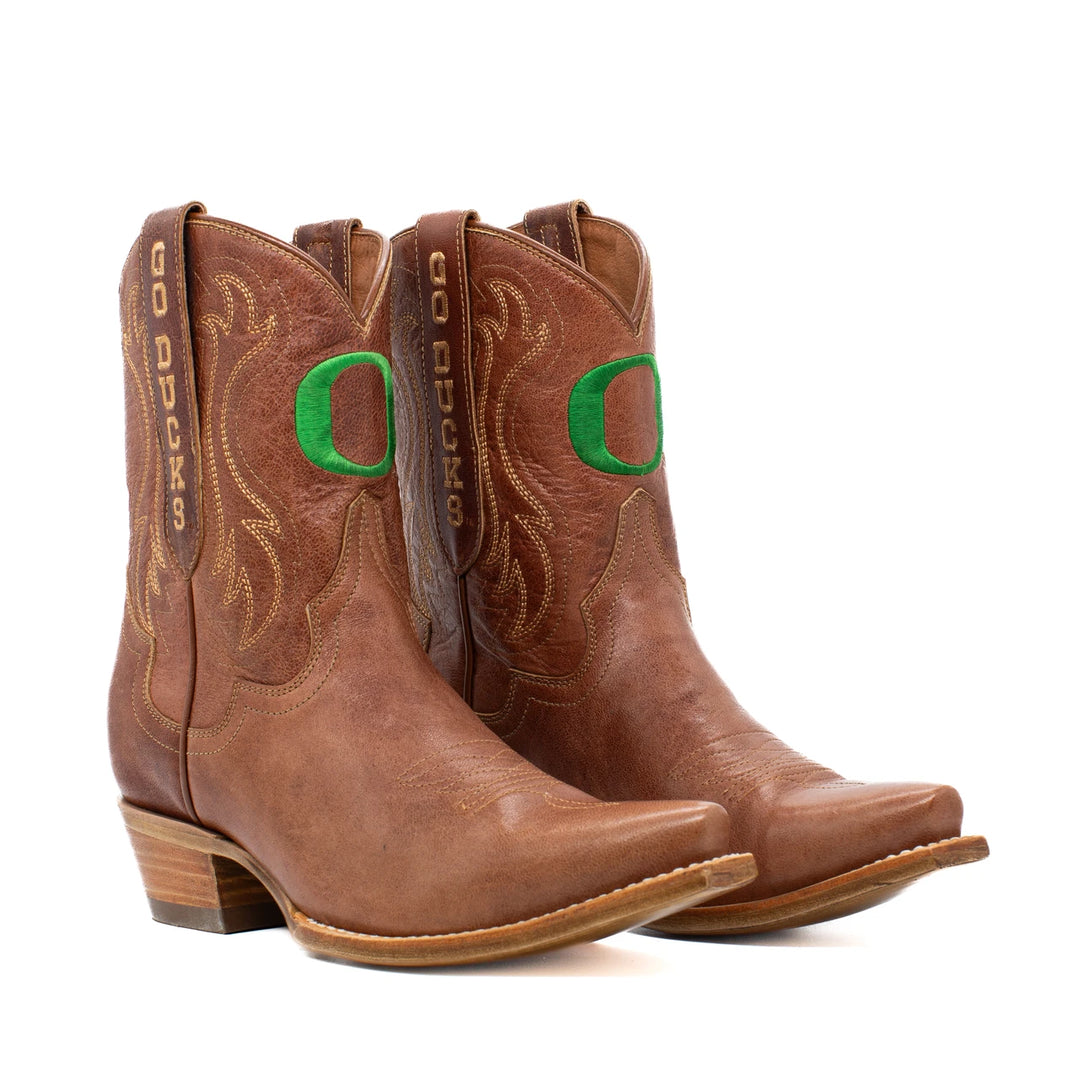 Sarah - Gameday Women's Shorty Tan Western Boot - Oregon Ducks