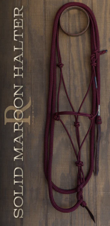 Hay Chix Timeless Halter and Lead Rope Set- Solid Maroon / Maroon