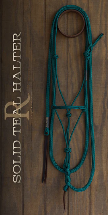 Hay Chix Timeless Halter and Lead Rope Set- Solid Teal / Teal