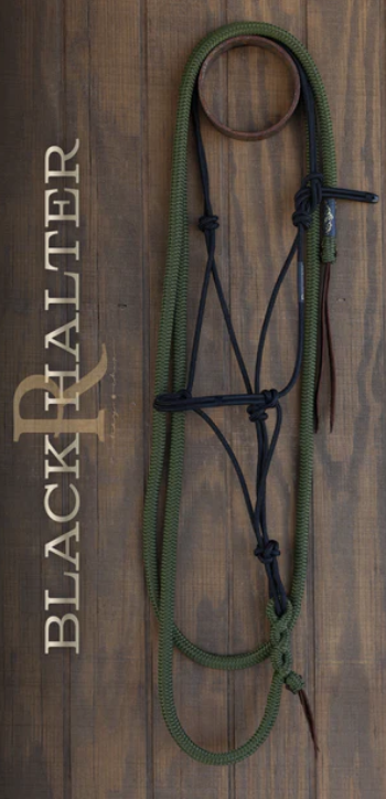 Hay Chix Timeless Halter and Lead Rope Set- Black w/ Olive or Black Lead Rope