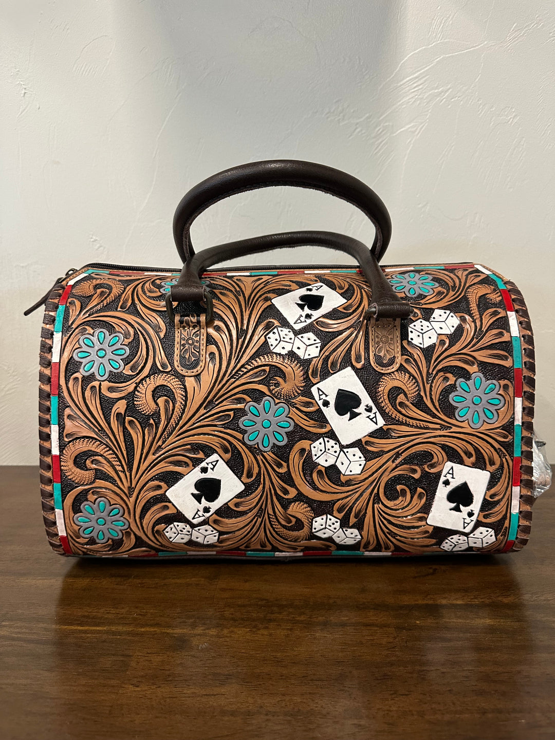 Tooled Leather Speedy Bag- Large