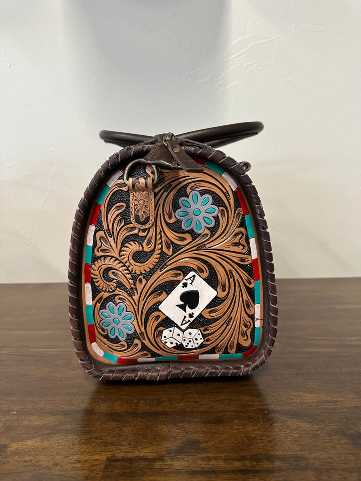 Tooled Leather Speedy Bag- Large