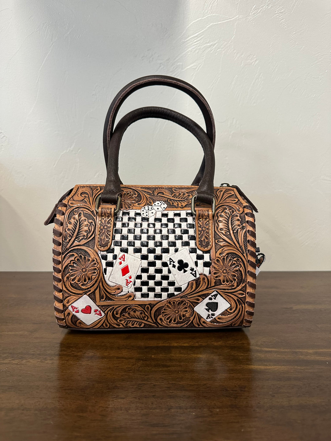 Tooled Leather Speedy Bag- Small