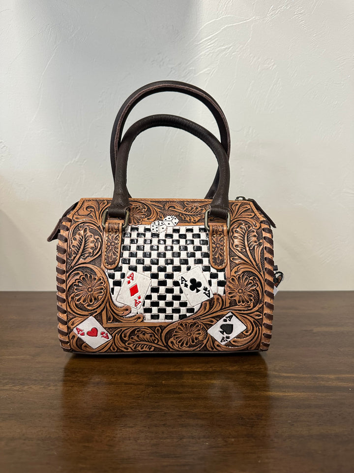 Tooled Leather Speedy Bag- Small